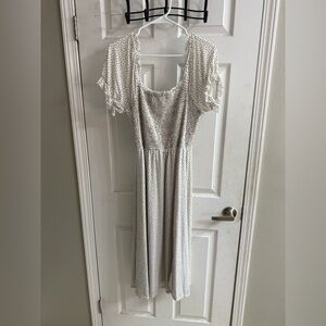 Chic White Polka Dot Midi Dress